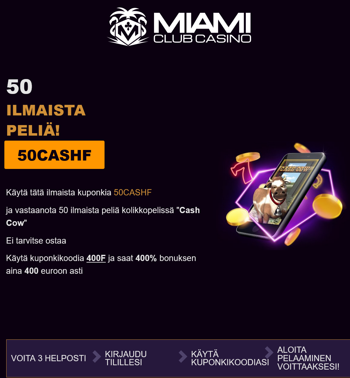 Miami
Club FI 50 Free
Spins (Finland) Miami Club FI 50 Free Spins (Finland)